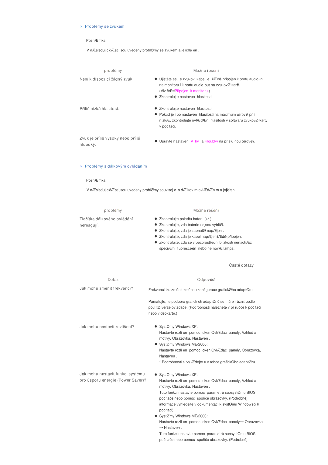 Samsung LS46BHZNS/EDC, LS40BHPNS/EDC, LS46BHTNS/EDC, LS40BHTNS/EDC, LS40BHYNS/EDC, LS40BHRNS/EDC, LS40BHZNS/EDC manual OdpovČć 