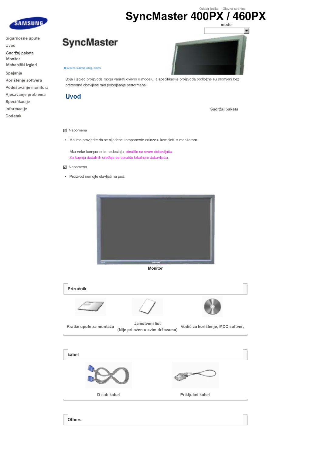 Samsung LS46BHTNS/EDC, LS40BHPNSF/EDC, LS40BHPNS/EDC, LS46BHZNS/EDC, LS40BHTNS/EDC, LS40BHYNS/EDC SyncMaster 400PX / 460PX 