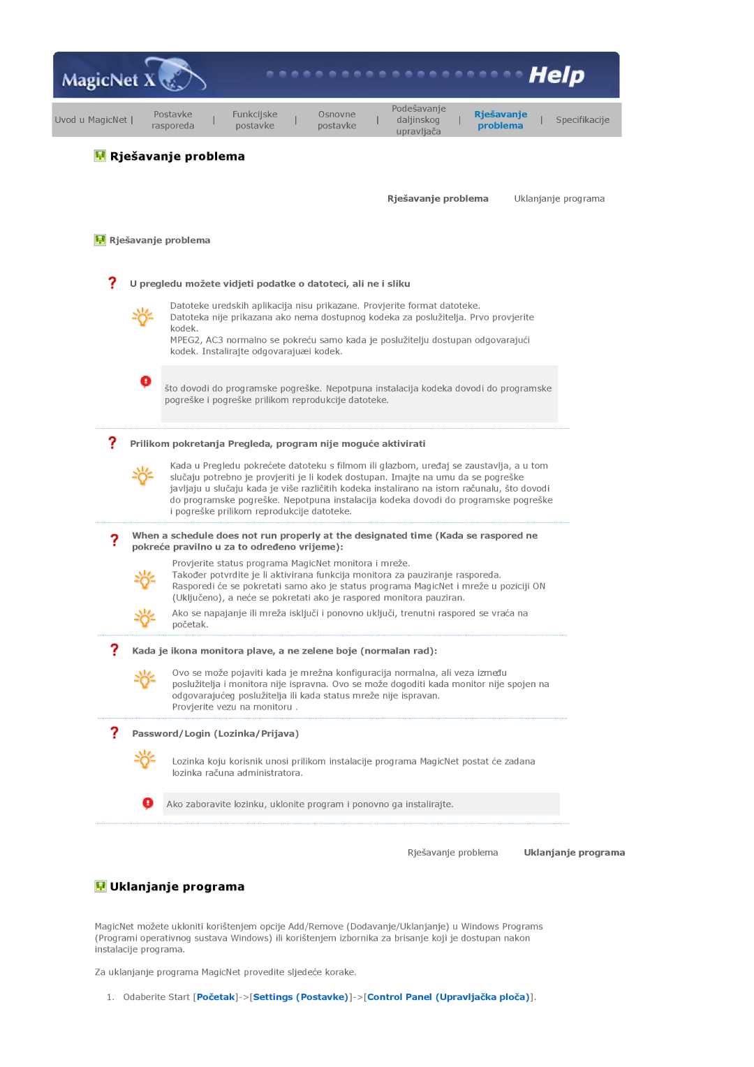 Samsung LS40BHTNS/EDC manual Kada je ikona monitora plave, a ne zelene boje normalan rad, Password/Login Lozinka/Prijava 