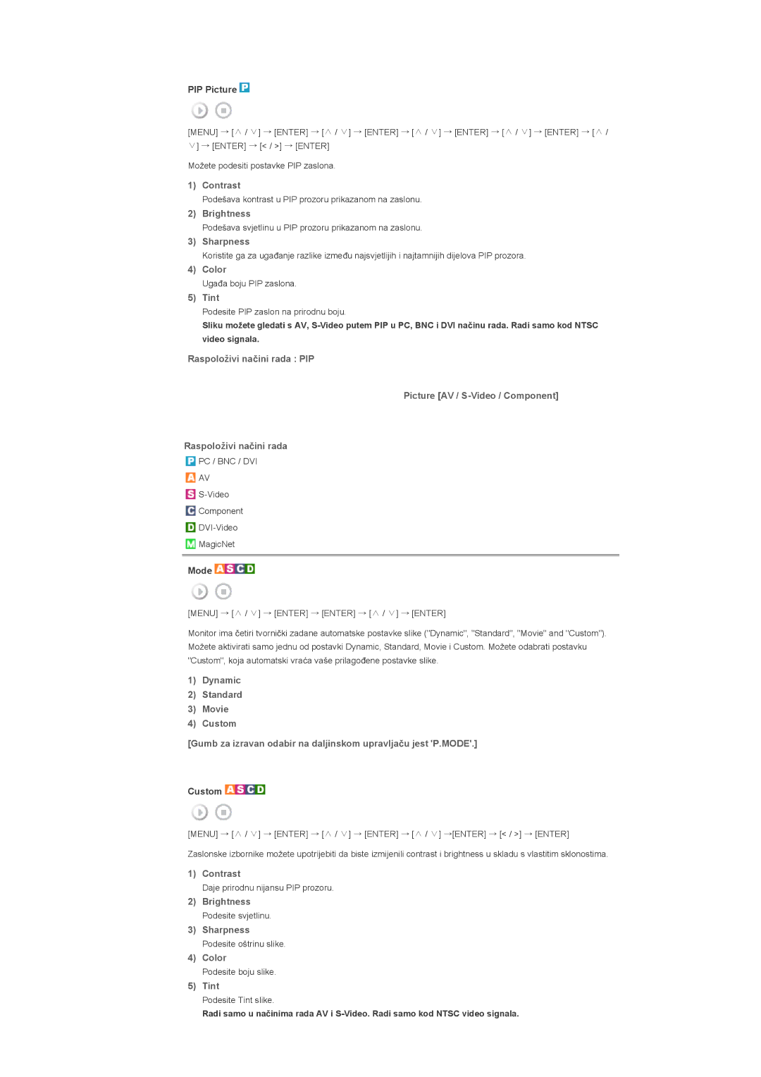 Samsung LS40BHPNSF/EDC, LS40BHPNS/EDC, LS46BHZNS/EDC, LS46BHTNS/EDC manual Contrast, Brightness, Sharpness, Color, Tint 