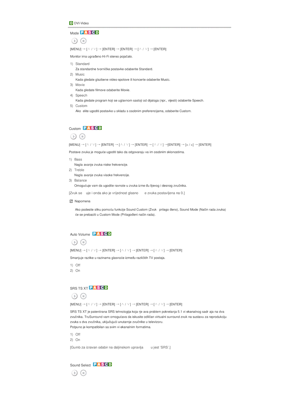 Samsung LS40BHTNS/EDC, LS40BHPNSF/EDC, LS40BHPNS/EDC, LS46BHZNS/EDC, LS46BHTNS/EDC, LS40BHYNS/EDC manual Srs Ts Xt 