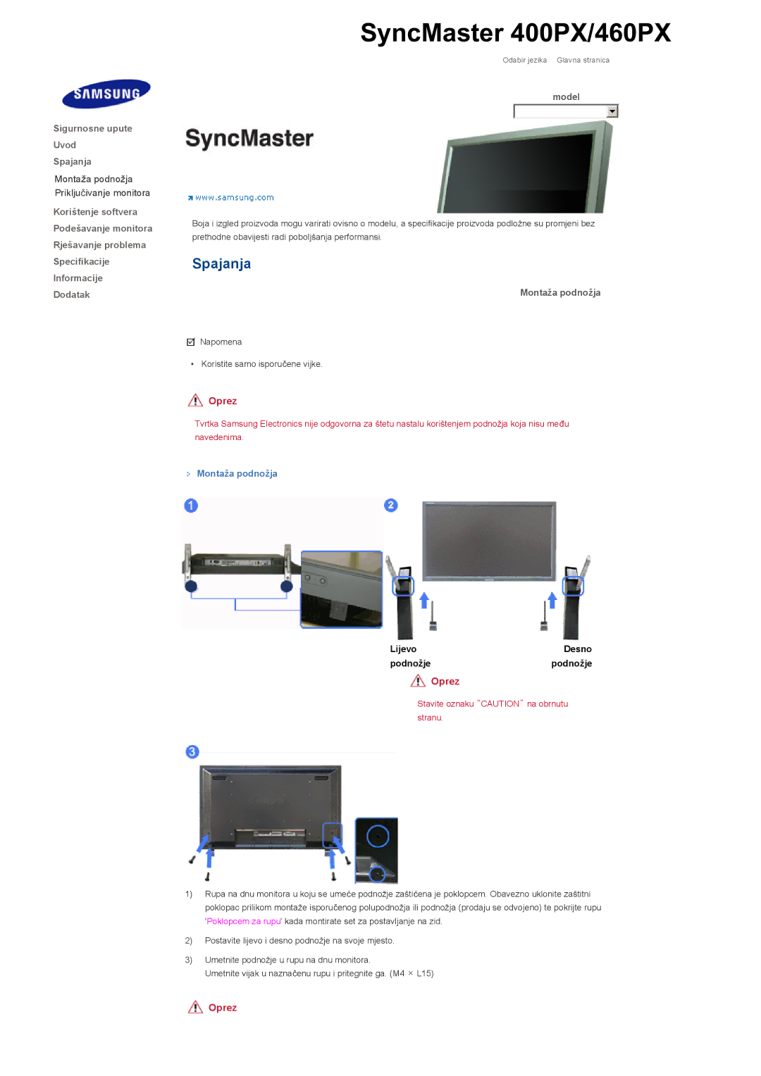 Samsung LS40BHTNS/EDC, LS40BHPNSF/EDC, LS40BHPNS/EDC, LS46BHZNS/EDC, LS46BHTNS/EDC, LS40BHYNS/EDC manual SyncMaster 400PX/460PX 