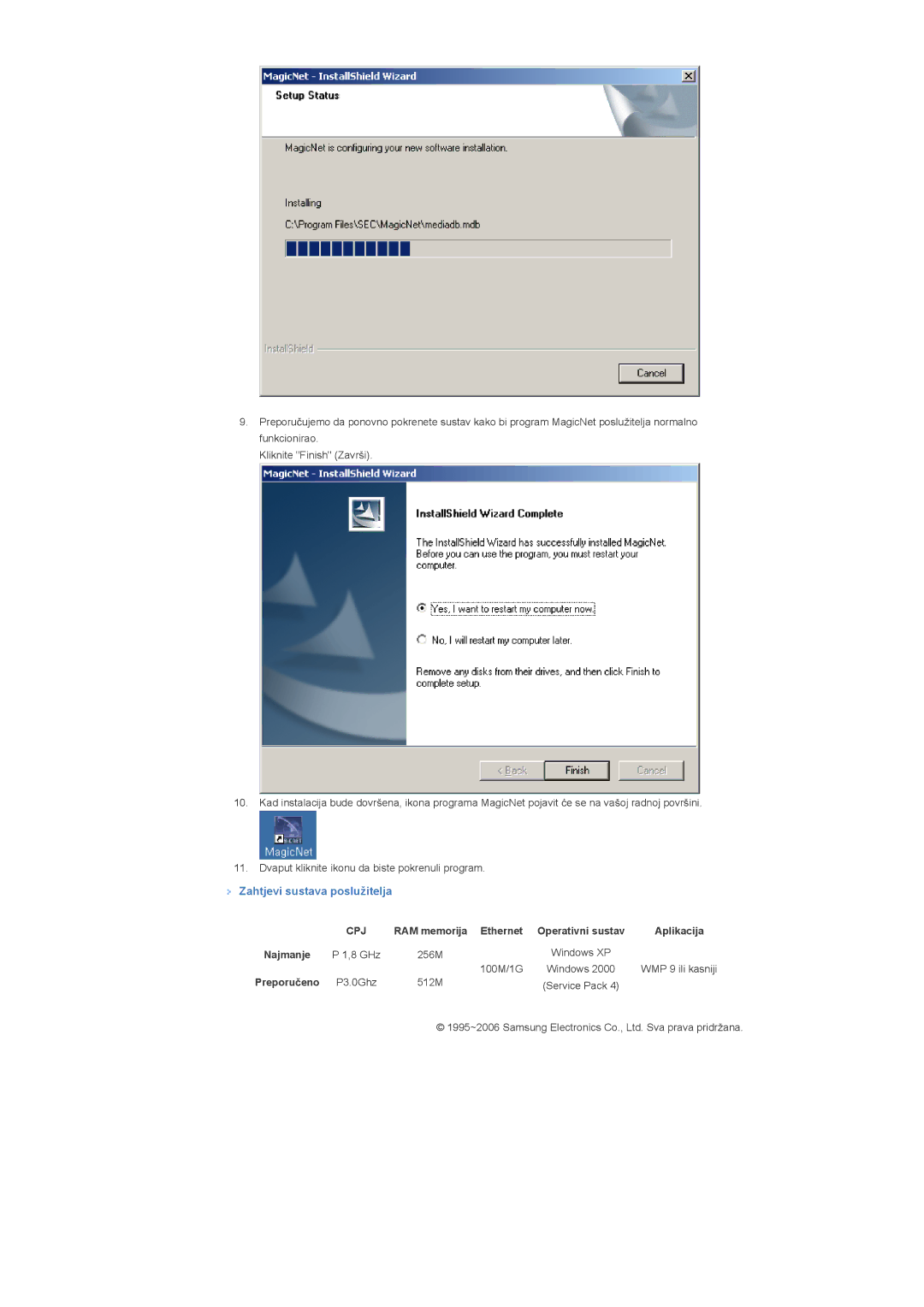 Samsung LS40BHPNS/EDC, LS40BHPNSF/EDC, LS46BHZNS/EDC, LS46BHTNS/EDC, LS40BHTNS/EDC manual Zahtjevi sustava poslužitelja, Cpj 