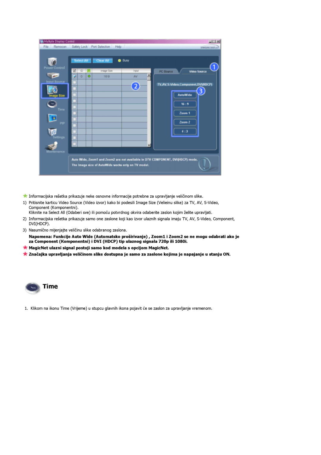 Samsung LS46BHTNS/EDC, LS40BHPNSF/EDC, LS40BHPNS/EDC, LS46BHZNS/EDC, LS40BHTNS/EDC, LS40BHYNS/EDC manual Time 