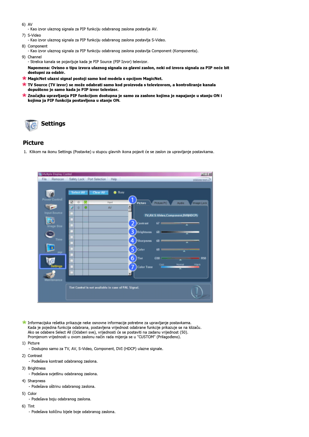 Samsung LS40BHPNS/EDC, LS40BHPNSF/EDC, LS46BHZNS/EDC, LS46BHTNS/EDC, LS40BHTNS/EDC, LS40BHYNS/EDC manual Settings Picture 