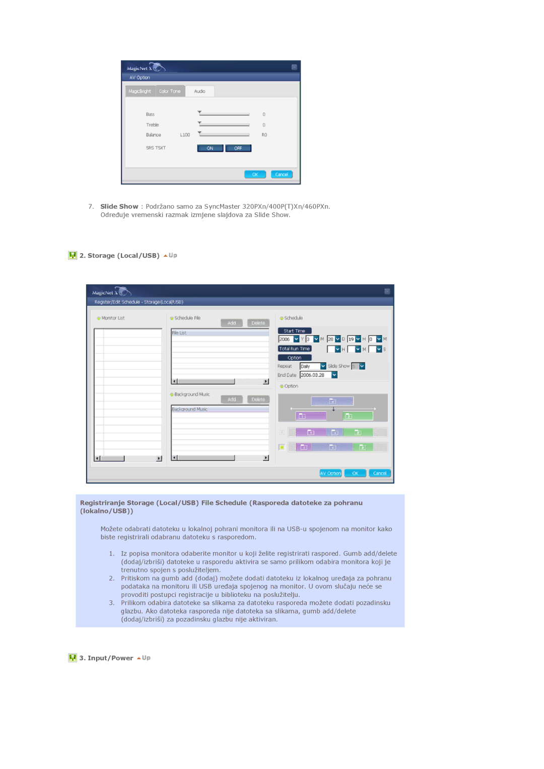 Samsung LS46BHZNS/EDC, LS40BHPNSF/EDC, LS40BHPNS/EDC, LS46BHTNS/EDC, LS40BHTNS/EDC, LS40BHYNS/EDC manual Input/Power 