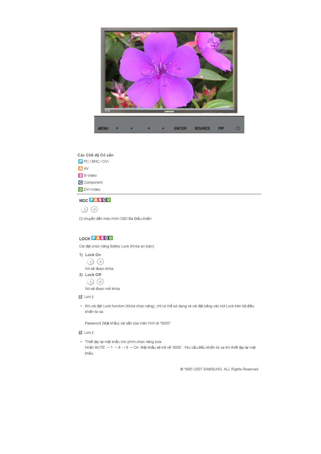 Samsung LS40BHTNB/XSA manual Lock On 