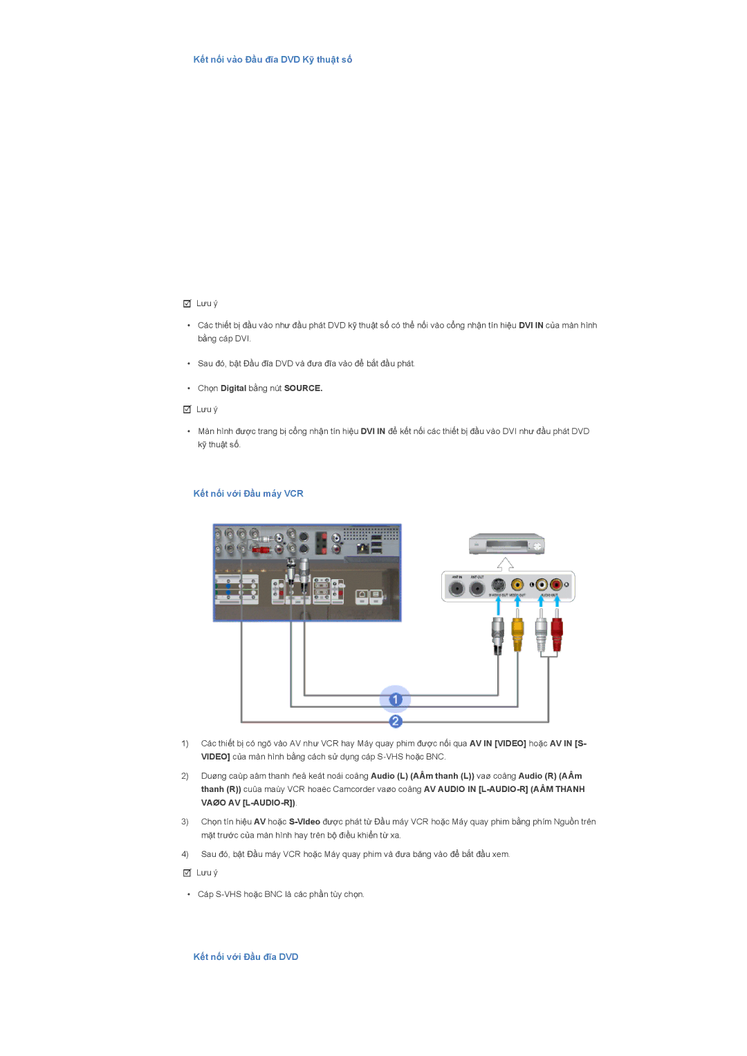 Samsung LS40BHTNB/XSA manual KӃt nӕi vào Ĉҫu ÿƭa DVD Kӻ thuұt sӕ, KӃt nӕi vӟi Ĉҫu máy VCR, KӃt nӕi vӟi Ĉҫu ÿƭa DVD 