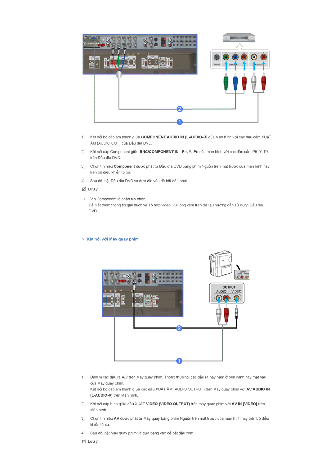 Samsung LS40BHTNB/XSA manual KӃt nӕi vӟi Máy quay phim 