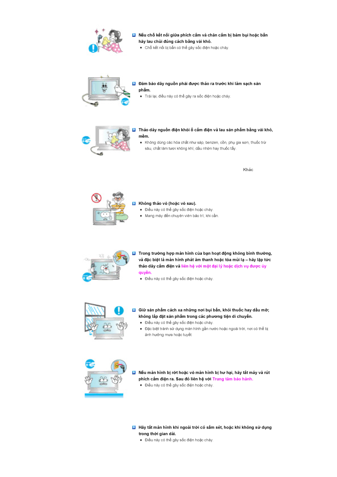 Samsung LS40BHTNB/XSA manual Khác, Không tháo vӓ hoһc vӓ sau 