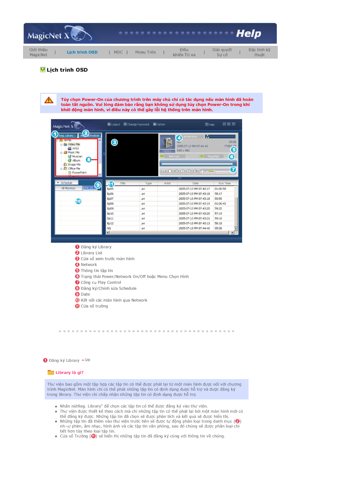 Samsung LS40BHTNB/XSA manual Lʈch trình OSD 