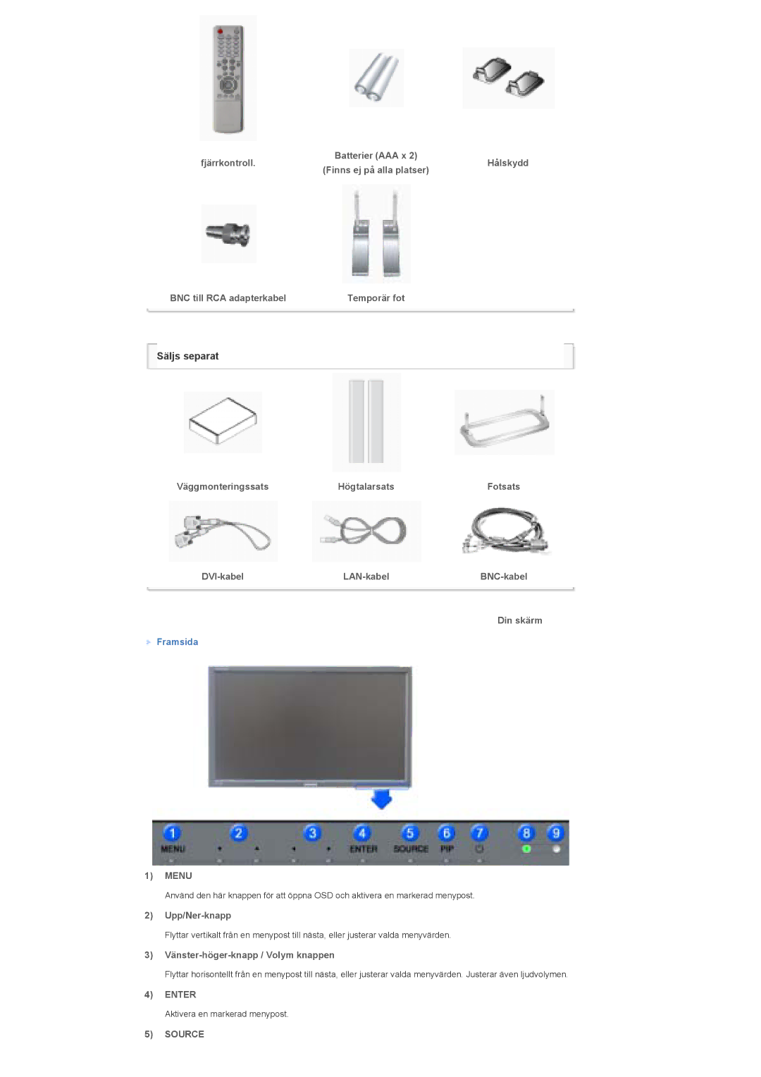 Samsung LS40BHPNS/EDC, LS46BHPNS/EDC, LS46BHZNS/EDC, LS46BHTNS/EDC, LS40BHTNS/EDC, LS40BHYNS/EDC, LS40BHRNS/EDC Temporär fot 