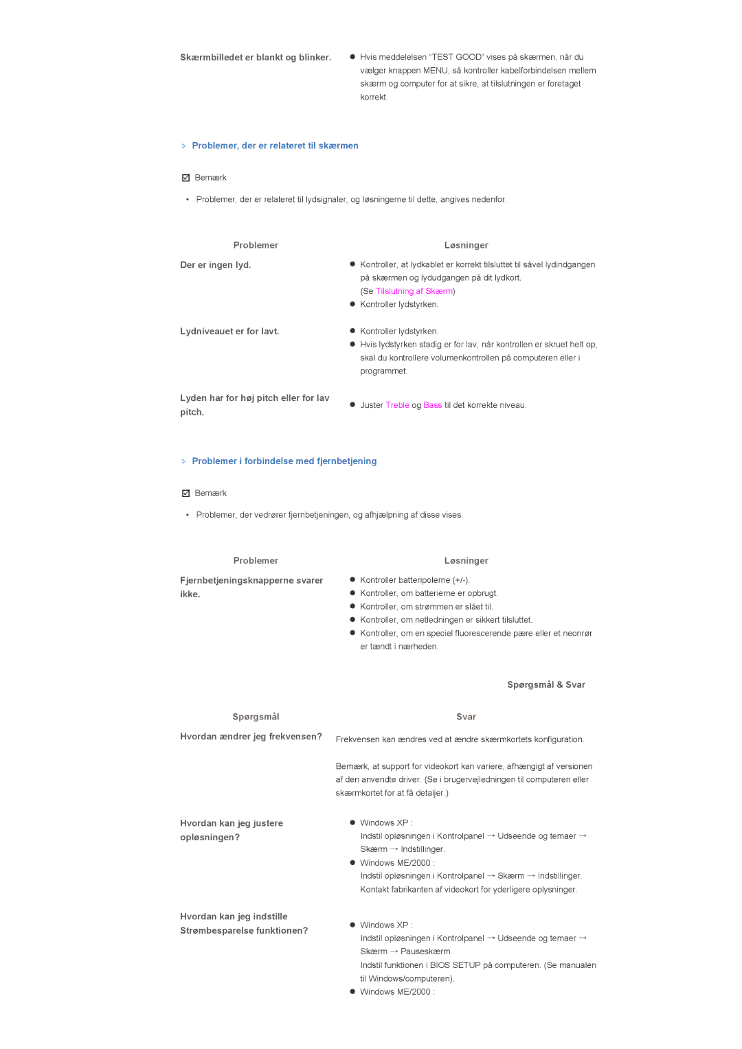 Samsung LS40BHYNS/EDC, LS46BHPNS/EDC, LS40BHPNS/EDC, LS46BHZNS/EDC, LS46BHTNS/EDC, LS40BHTNS/EDC, LS40BHRNS/EDC manual Spørgsmål 