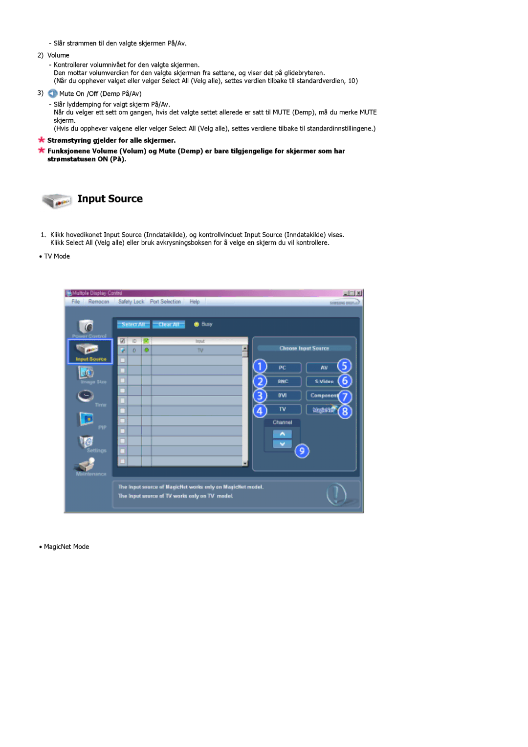 Samsung LS40BHRNS/EDC, LS46BHPNS/EDC, LS40BHPNS/EDC, LS46BHZNS/EDC, LS46BHTNS/EDC, LS40BHTNS/EDC, LS40BHYNS/EDC Input Source 