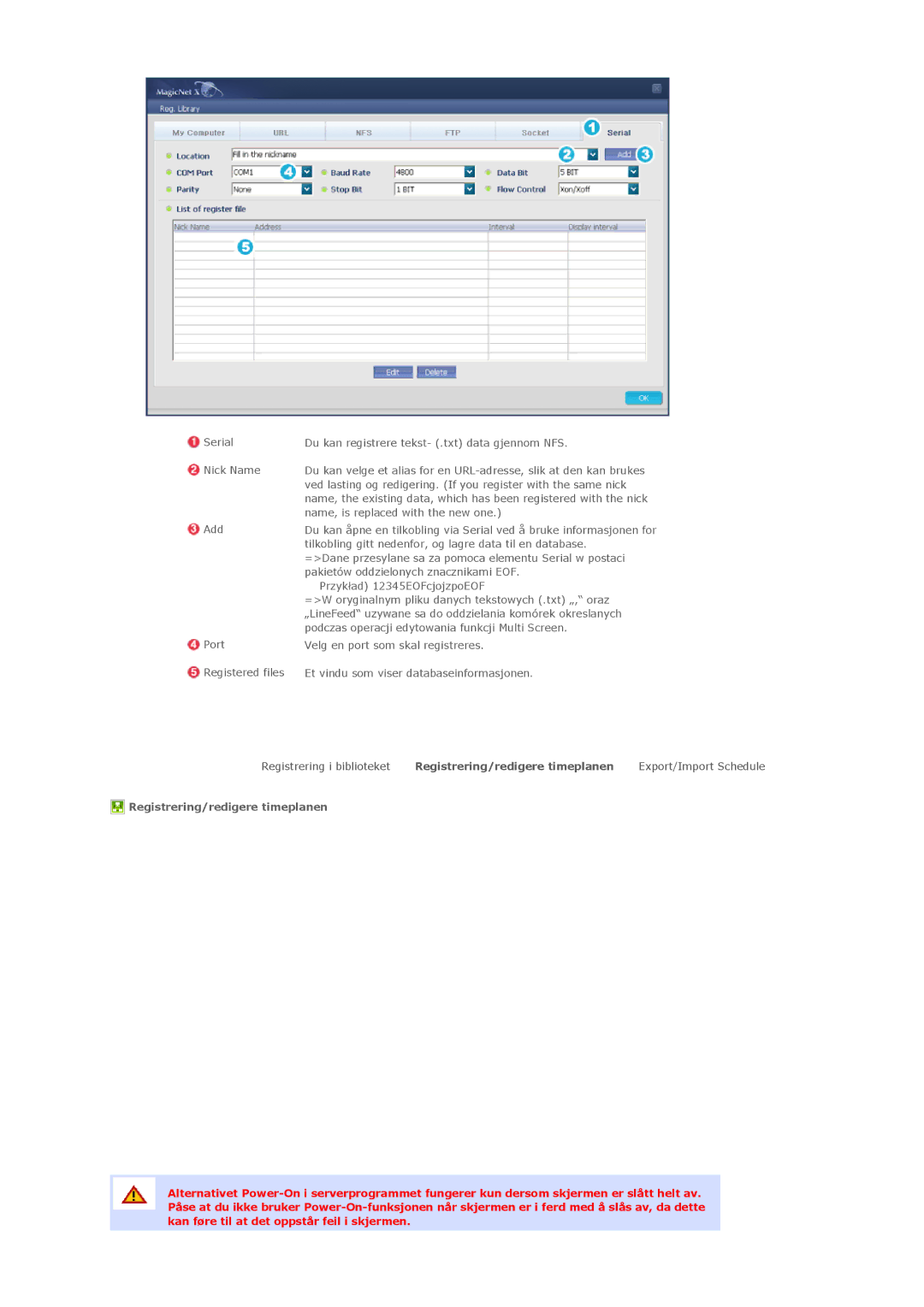 Samsung LS46BHZNS/EDC, LS46BHPNS/EDC, LS40BHPNS/EDC, LS46BHTNS/EDC, LS40BHTNS/EDC manual Registrering/redigere timeplanen 