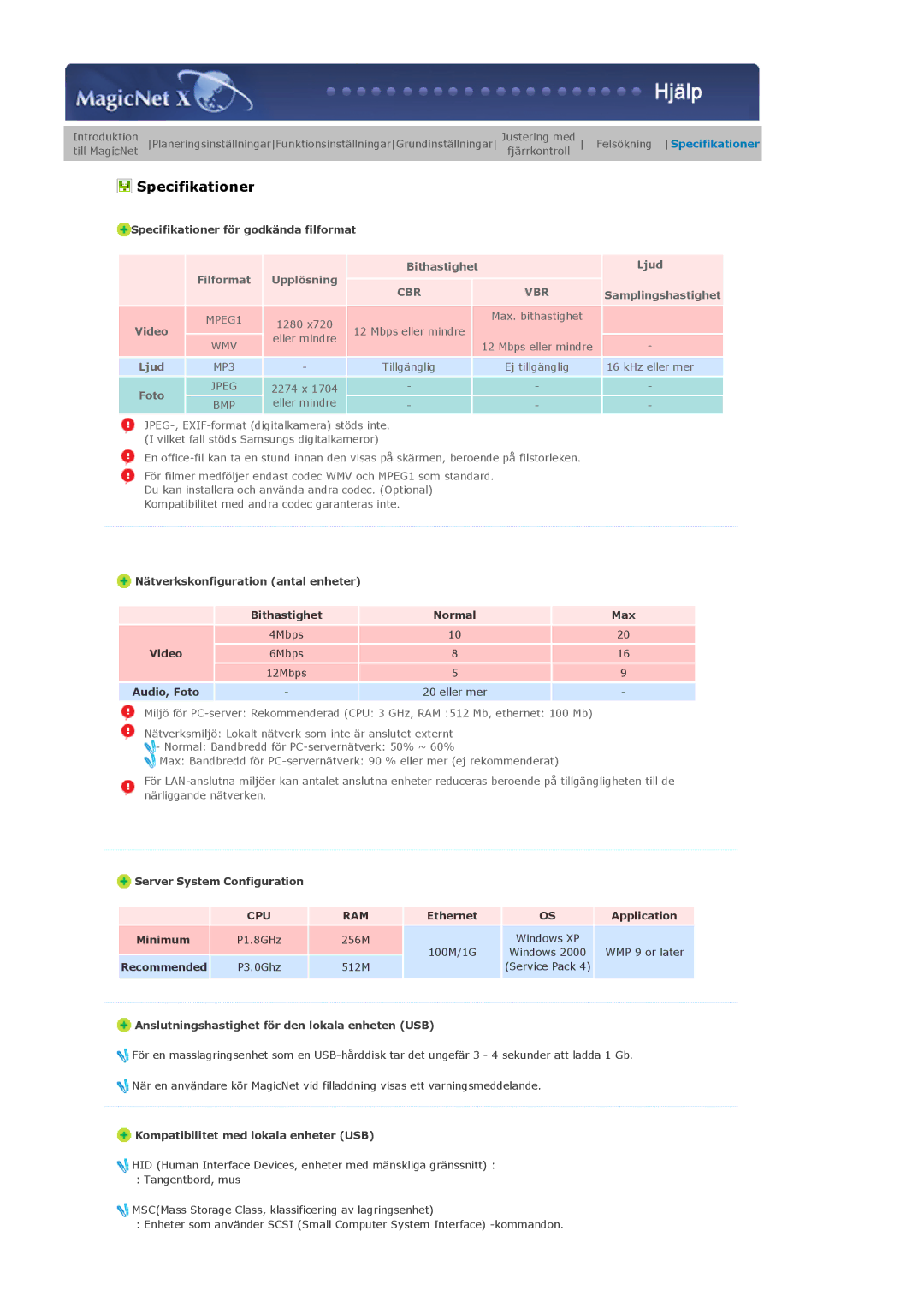 Samsung LS40BHRNS/EDC, LS46BHPNS/EDC, LS40BHPNS/EDC manual Bithastighet, Upplösning, Video, Ljud Samplingshastighet 