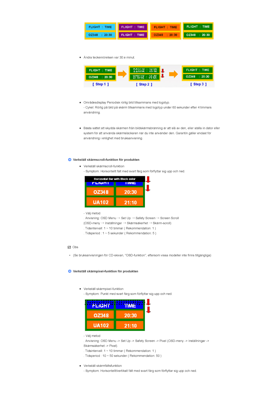 Samsung LS46BHPNS/EDC, LS40BHPNS/EDC, LS46BHZNS/EDC, LS46BHTNS/EDC manual Verkställ skärmscroll-funktion för produkten 