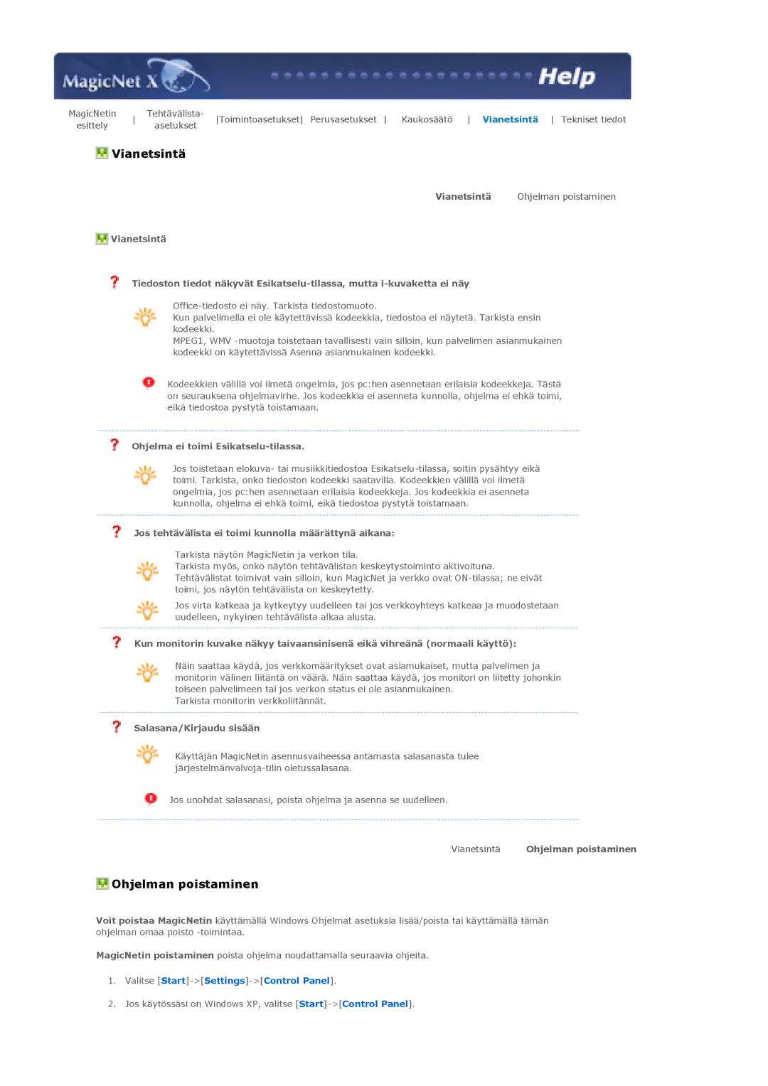 Samsung LS46BHZNS/EDC manual Ohjelma ei toimi Esikatselu-tilassa, Jos tehtävälista ei toimi kunnolla määrättynä aikana 