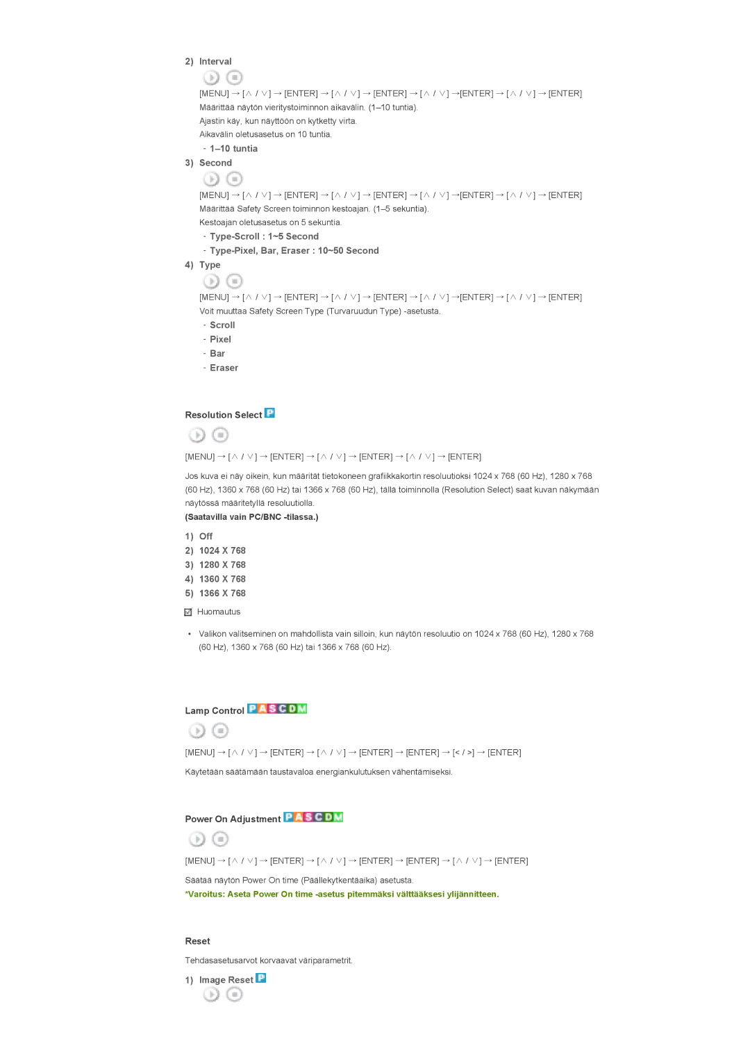 Samsung LS46BHYNS/EDC Interval, Tuntia Second, Type-Scroll 1~5 Second Type-Pixel, Bar, Eraser 10~50 Second, Image Reset 