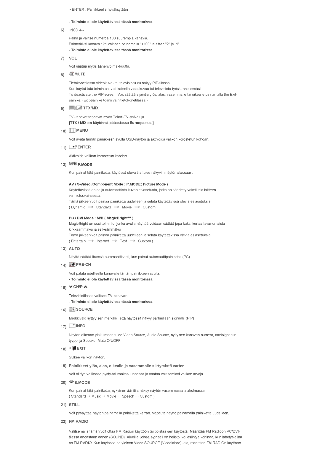 Samsung LS40BHYNS/EDC, LS46BHPNS/EDC, LS40BHPNS/EDC, LS46BHZNS/EDC, LS46BHTNS/EDC, LS40BHTNS/EDC, LS40BHRNS/EDC manual Ttx/Mix 