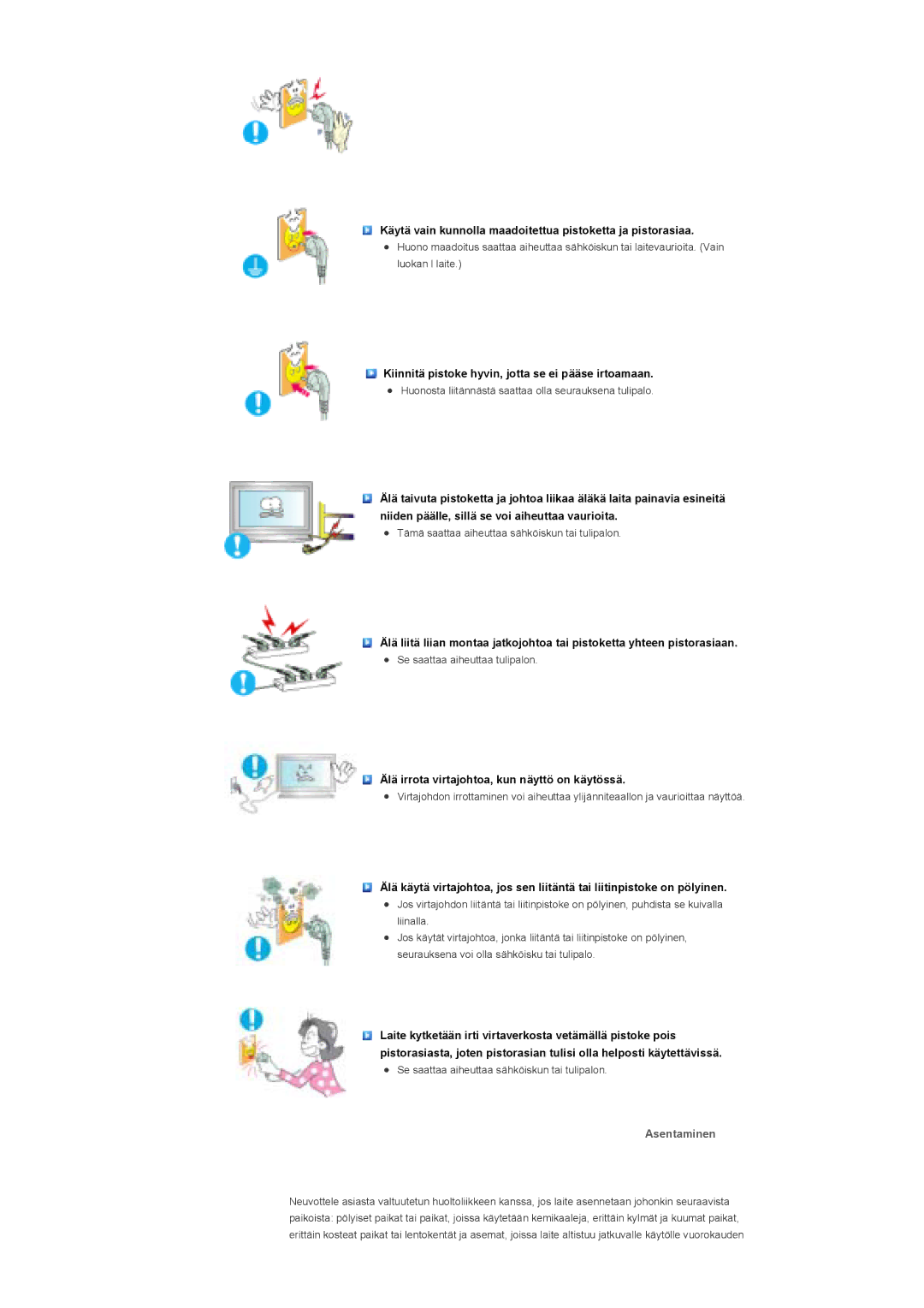 Samsung LS46BHTNS/EDC, LS46BHPNS/EDC, LS40BHPNS/EDC, LS46BHZNS/EDC, LS40BHTNS/EDC, LS40BHYNS/EDC, LS40BHRNS/EDC Asentaminen 