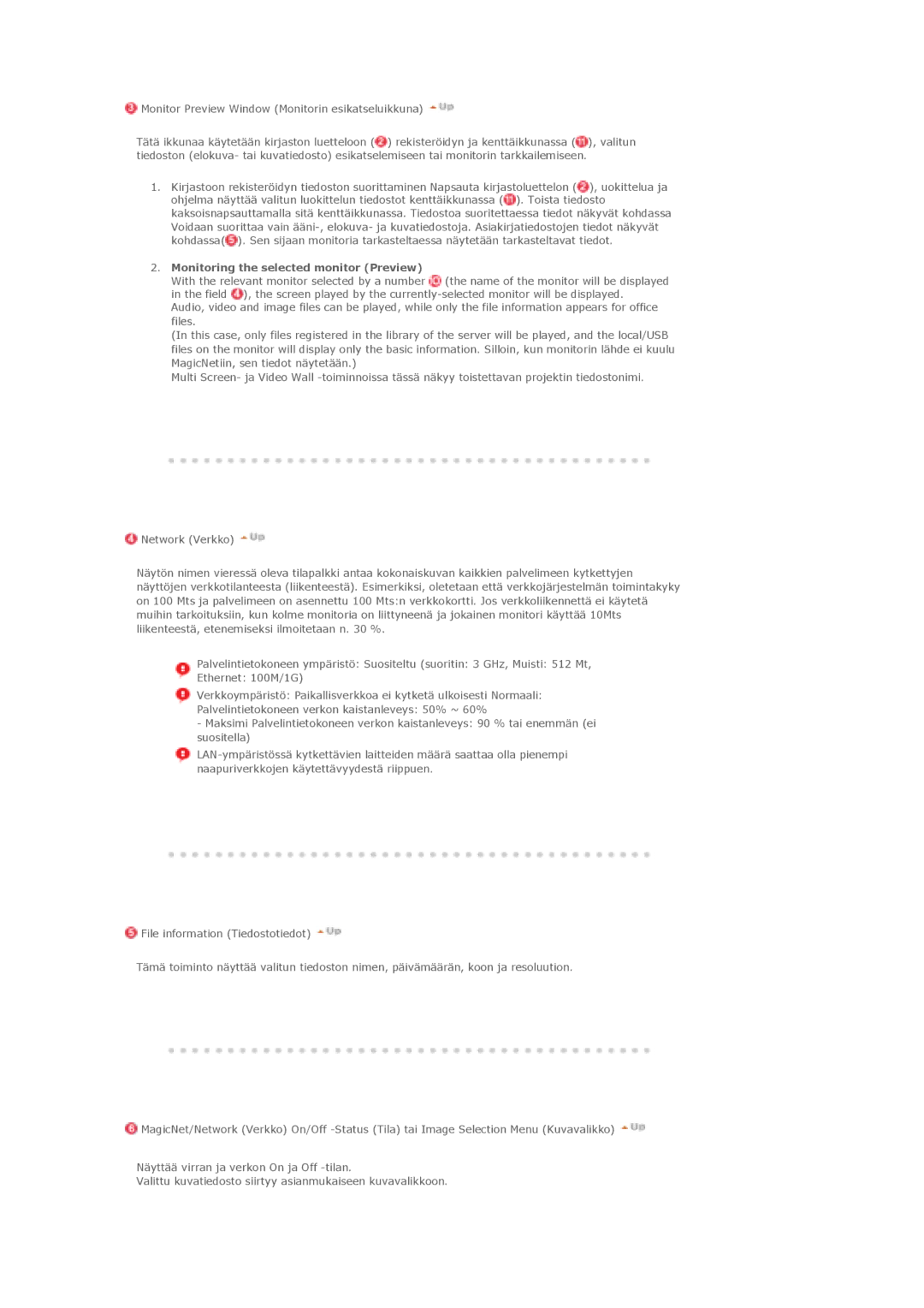 Samsung LS46BHZNS/EDC manual Monitor Preview Window Monitorin esikatseluikkuna, Monitoring the selected monitor Preview 