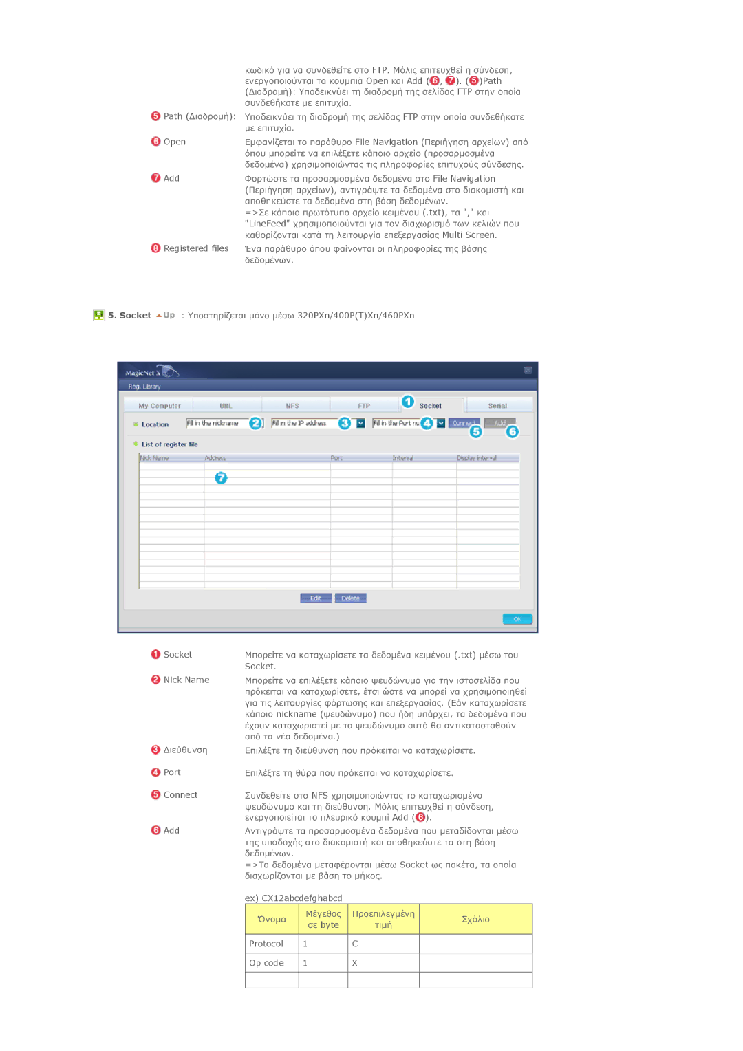 Samsung LS46BHPNS/EDC manual Path ƩǈĮįǏǎǋǀ Open Add Registered files, Port Connect Add, Ex CX12abcdefghabcd, ıİ byte 