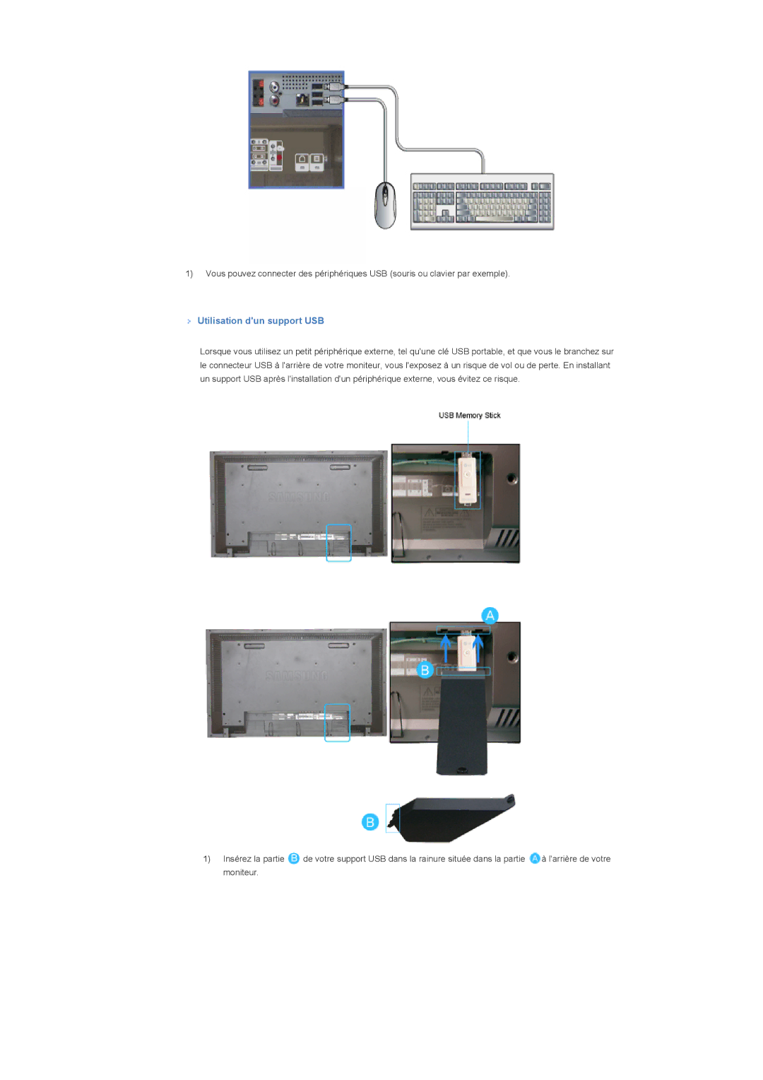 Samsung LS46BHPNSF/EDC, LS46BHPNS/EDC, LS40BHRNSF/EDC, LS40BHRNB/EDC, LS40BHPNSF/EDC manual Utilisation dun support USB 