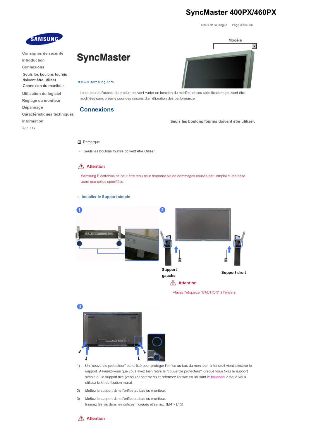 Samsung LS40BHTNB/EDC, LS46BHPNS/EDC, LS40BHRNSF/EDC, LS40BHRNB/EDC, LS40BHPNSF/EDC, LS46BHPNSF/EDC SyncMaster 400PX/460PX 