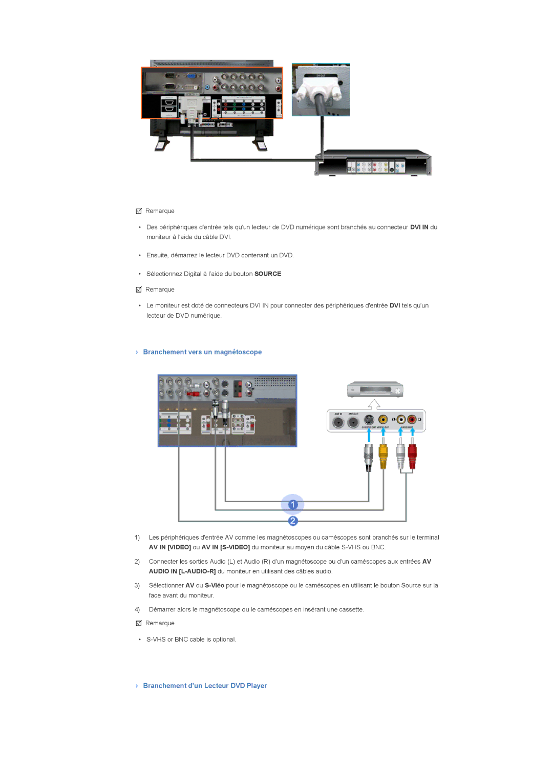 Samsung LS40BHYNSF/EDC, LS46BHPNS/EDC, LS40BHRNSF/EDC, LS40BHRNB/EDC, LS40BHPNSF/EDC manual Branchement vers un magnétoscope 