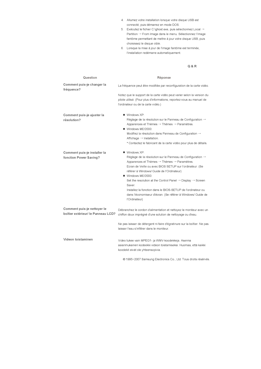 Samsung LS40BHRNS/EDC, LS46BHPNS/EDC, LS40BHRNSF/EDC manual Comment puis-je changer la fréquence?, Videon toistaminen 