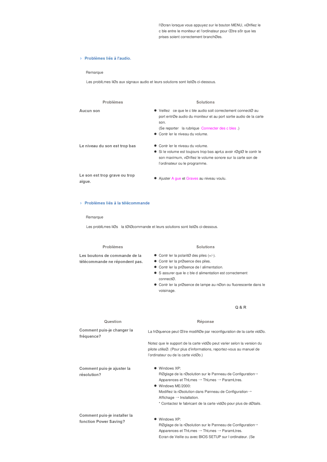 Samsung LS40BHRNSF/EDC, LS46BHPNS/EDC, LS40BHRNB/EDC, LS40BHPNSF/EDC, LS46BHPNSF/EDC manual Problèmes liés à laudio, Aucun son 