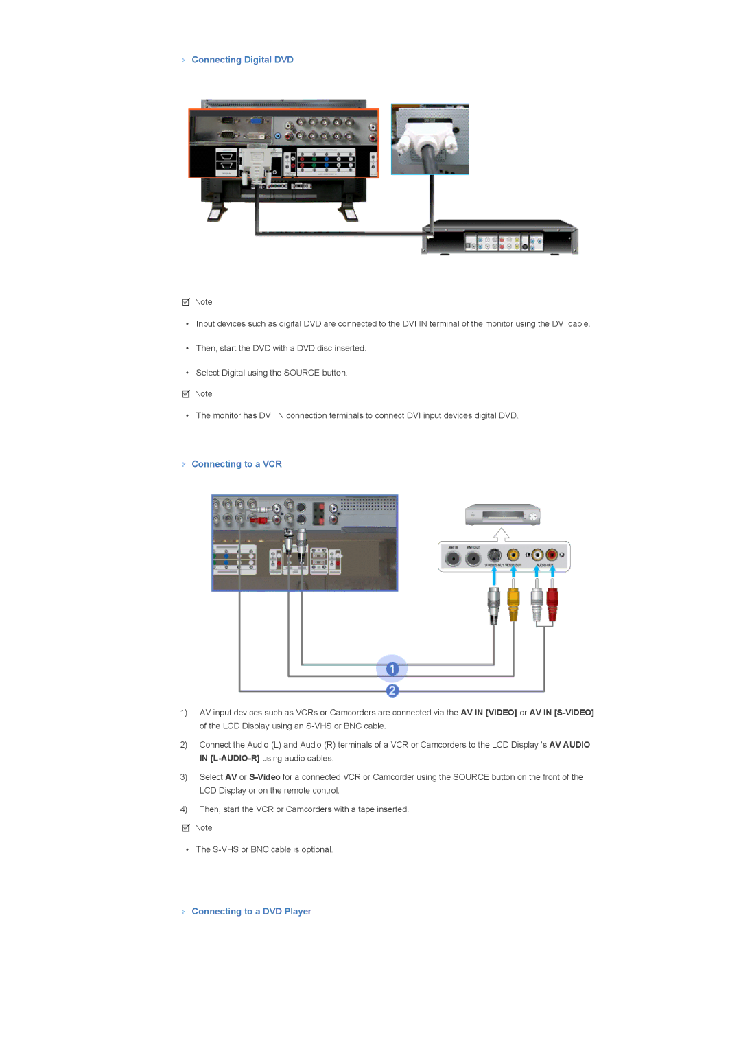 Samsung LS46BHZNS/EDC, LS46BHTNBF/EDC, LS46BHYNBF/EDC, LS46BHPNS/EDC, LS40BHRNSF/EDC, LS40BHRNB/EDC Connecting Digital DVD 