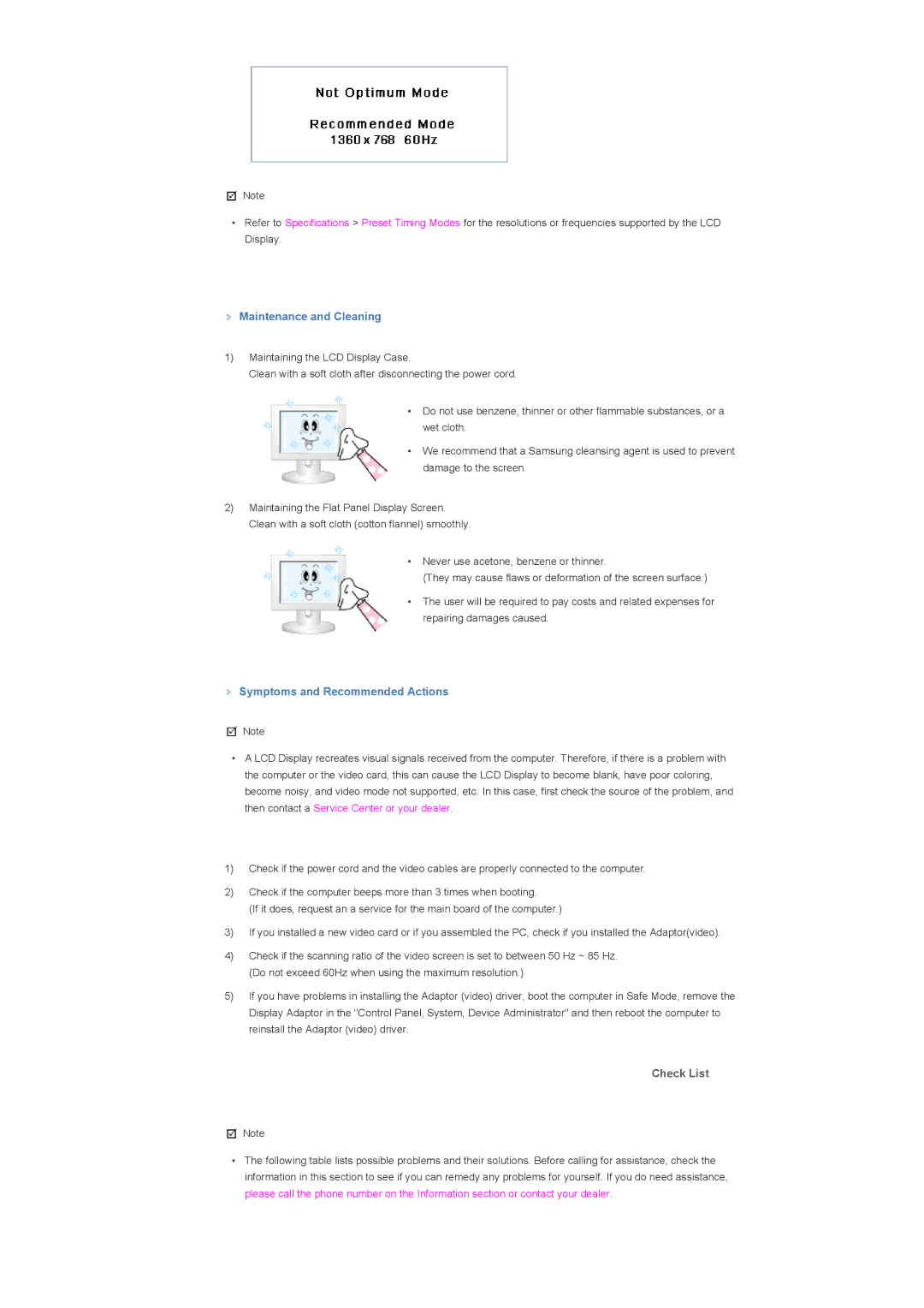 Samsung LS46BHYNB/XSA, LS46BHTNBF/EDC, LS46BHYNBF/EDC, LS46BHPNS/EDC, LS40BHRNSF/EDC, LS40BHRNB/EDC, LS40BHPNSF/EDC Check List 