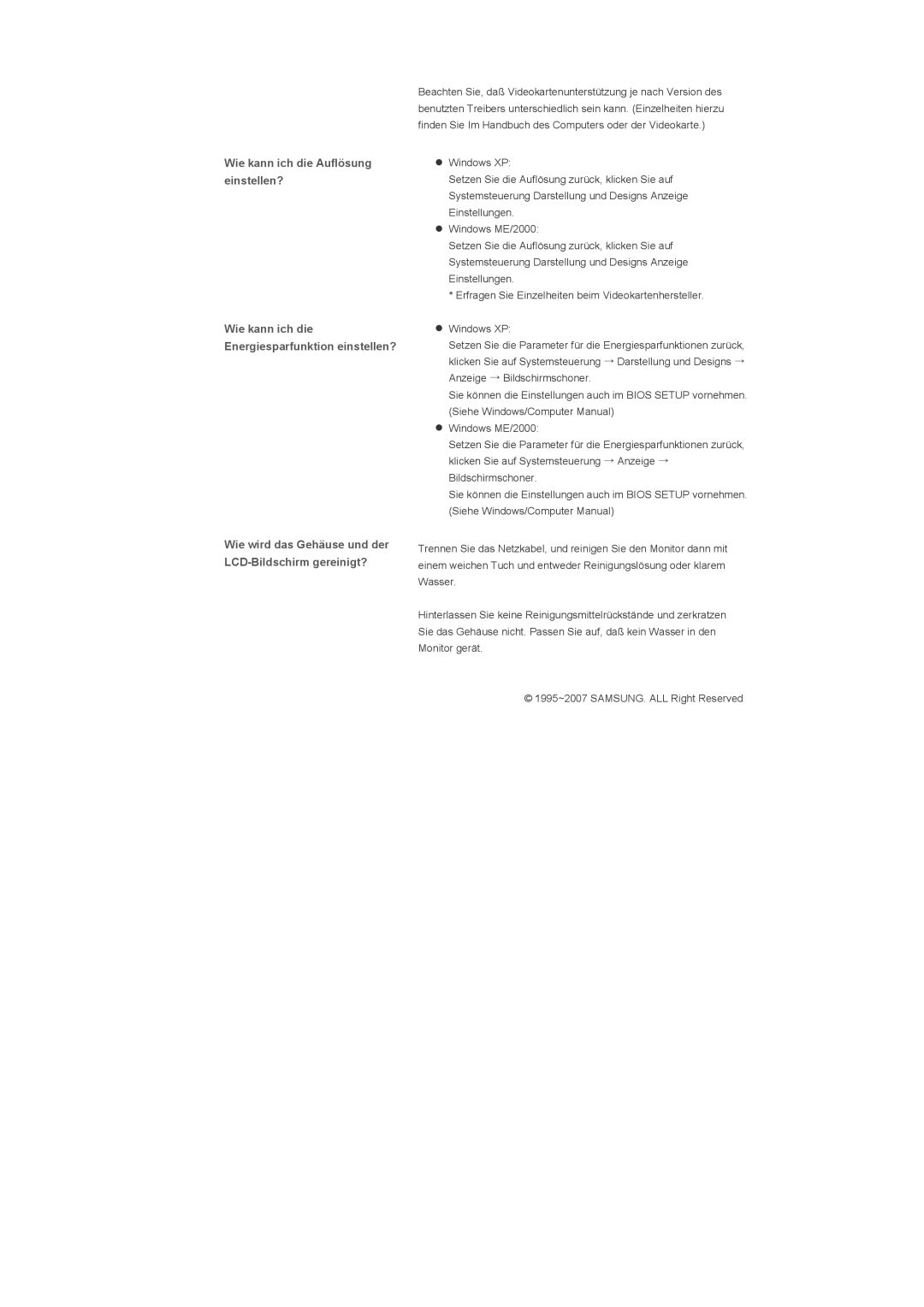 Samsung LS40BHRNS/EDC, LS46BHTNBF/EDC, LS46BHYNBF/EDC, LS46BHPNS/EDC, LS40BHTNB/EDC Wie kann ich die Auflösung einstellen? 