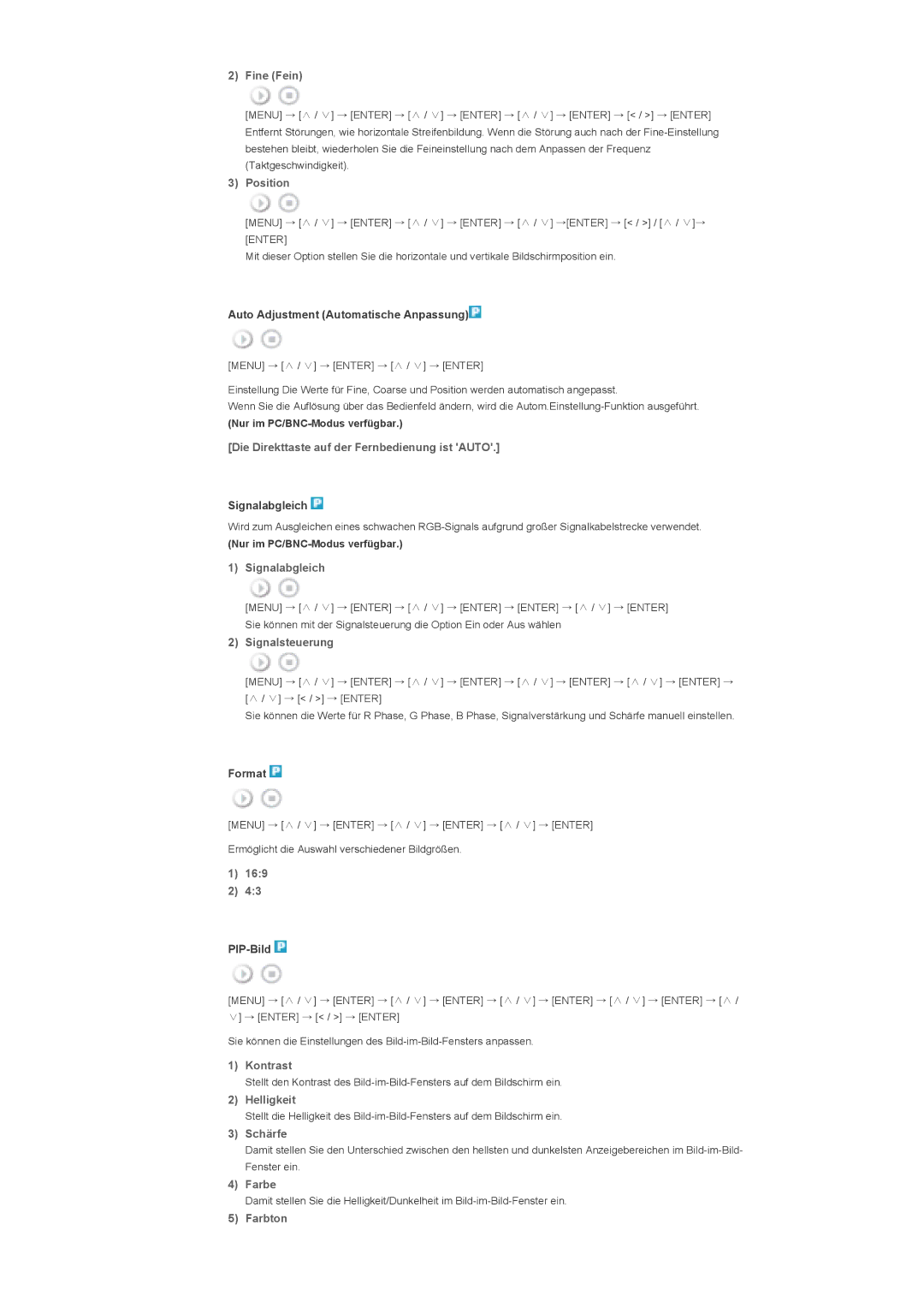 Samsung LS46BHYNS/EDC Fine Fein, Die Direkttaste auf der Fernbedienung ist Auto, Signalabgleich, Signalsteuerung, 169 