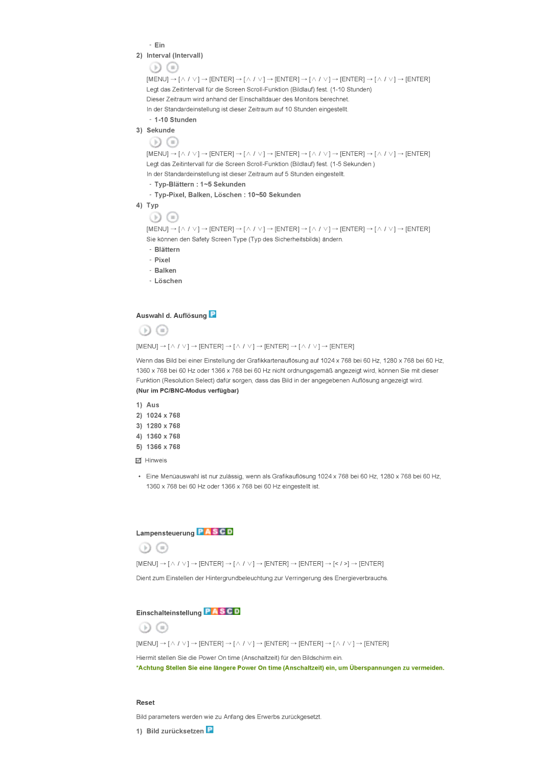 Samsung LS46BHZNS/EDC, LS46BHTNBF/EDC, LS46BHYNBF/EDC, LS46BHPNS/EDC, LS40BHTNB/EDC Ein Interval Intervall, Stunden Sekunde 