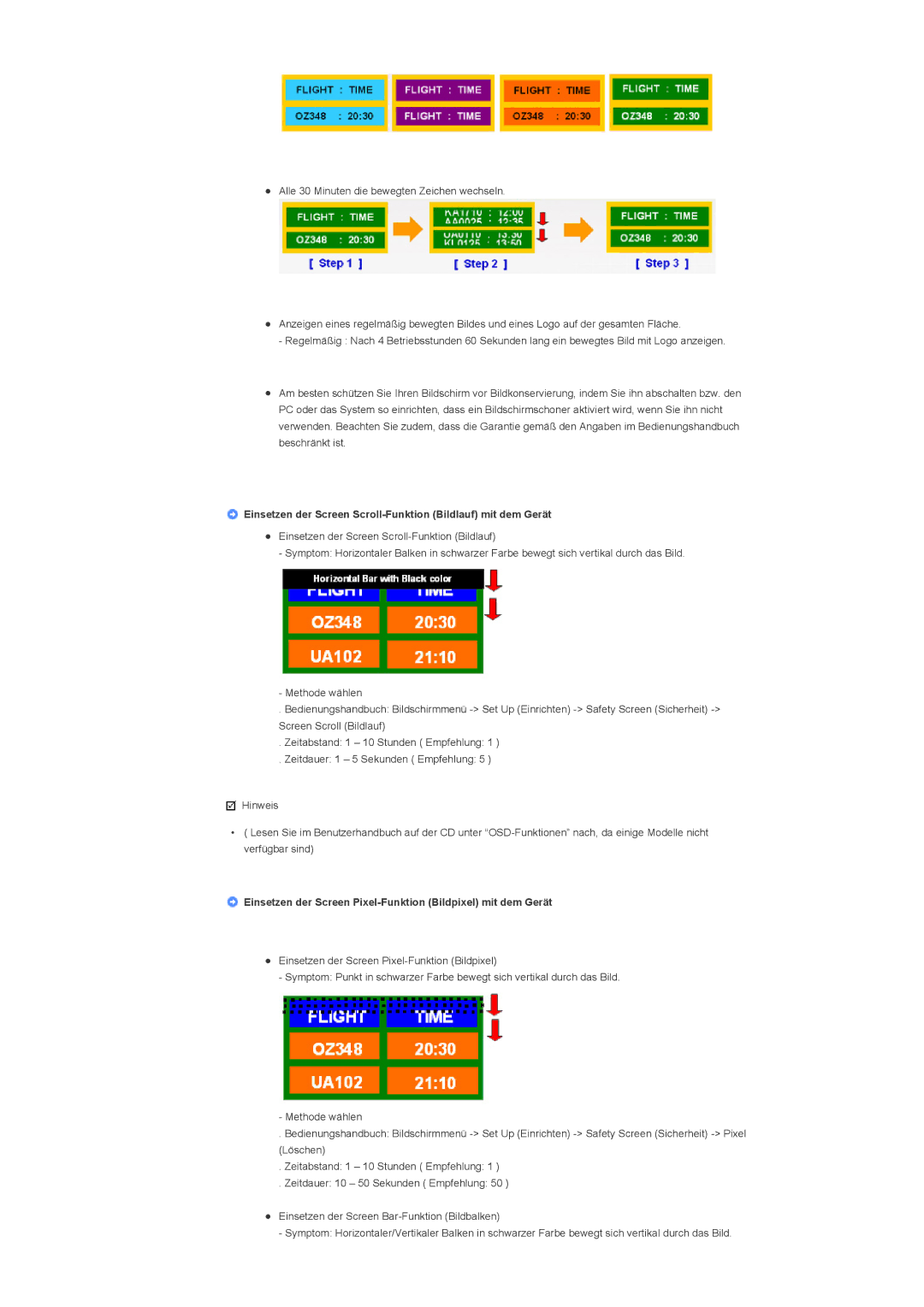 Samsung LS46BHZNS/EDC, LS46BHTNBF/EDC, LS46BHYNBF/EDC manual Einsetzen der Screen Scroll-Funktion Bildlauf mit dem Gerät 