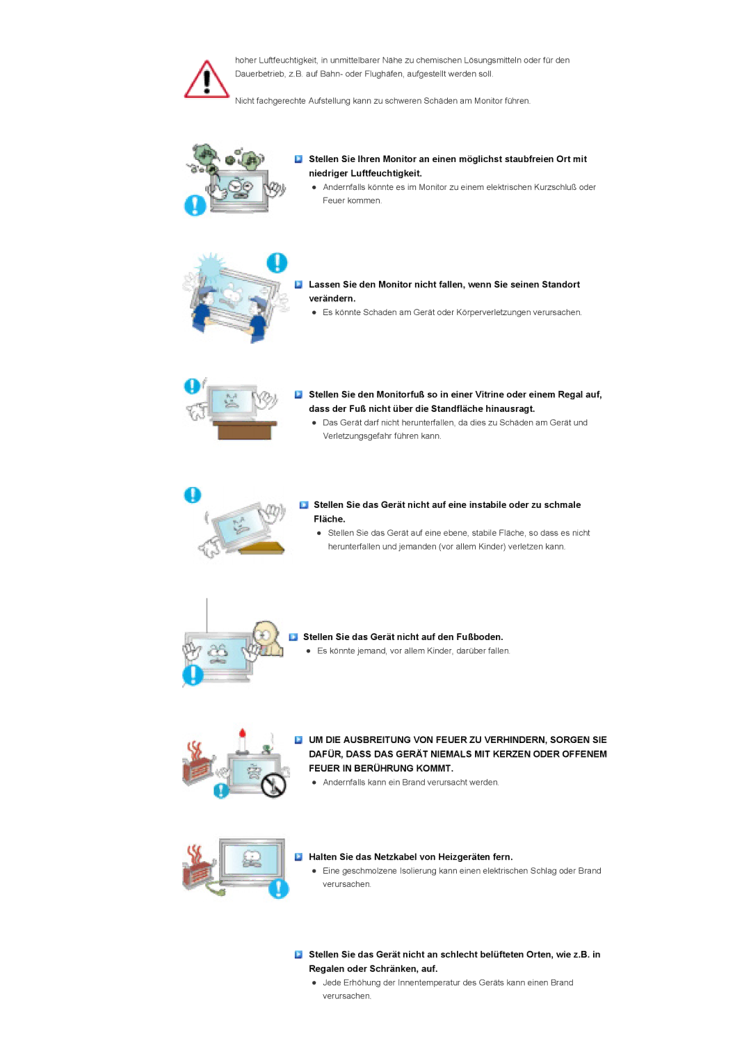 Samsung LS40BHYNSF/EDC, LS46BHTNBF/EDC, LS46BHYNBF/EDC, LS46BHPNS/EDC manual Stellen Sie das Gerät nicht auf den Fußboden 