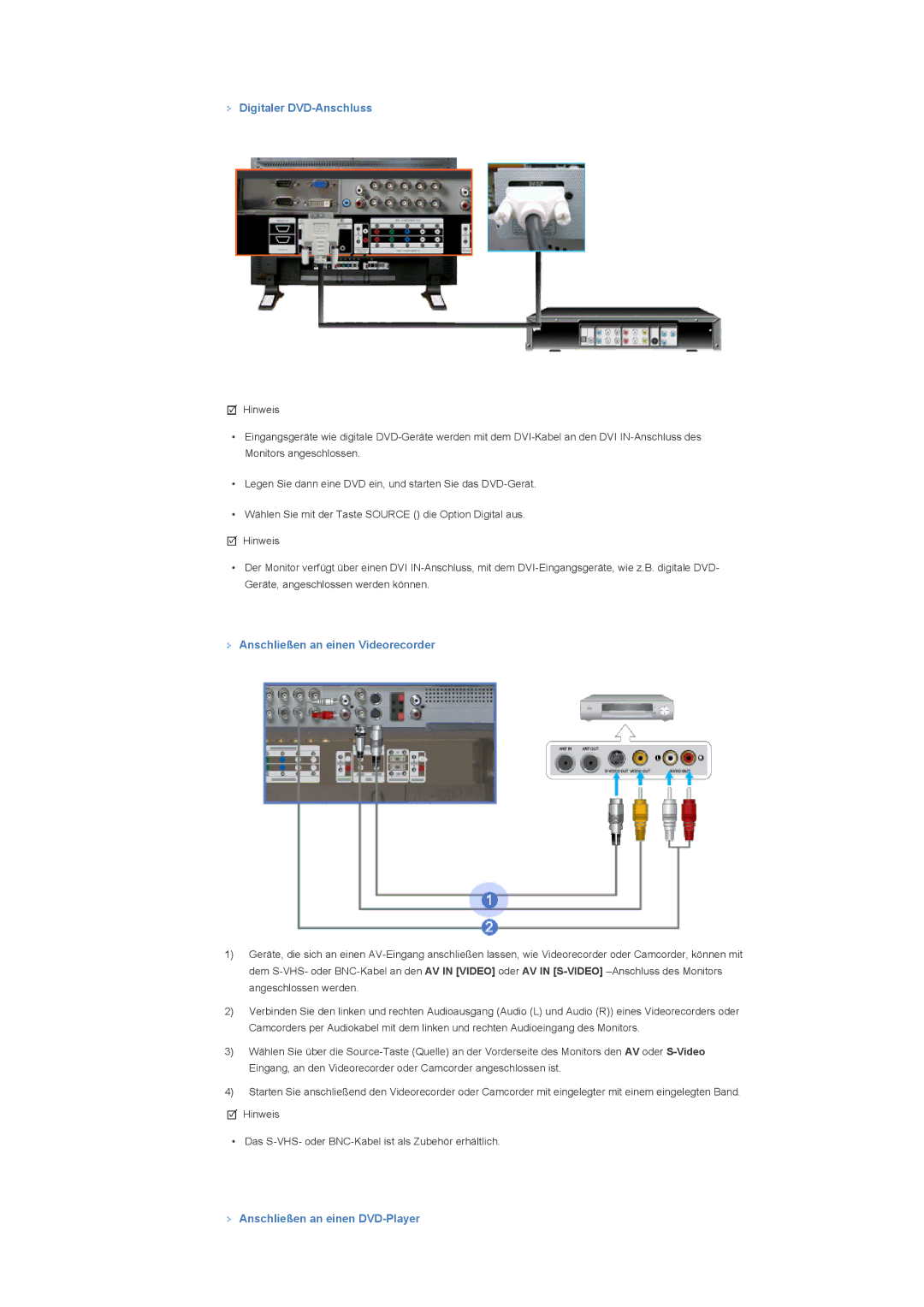 Samsung LS40BHTNB/EDC, LS46BHTNBF/EDC, LS46BHYNBF/EDC, LS46BHPNS/EDC, LS40BHYNSF/EDC, LS46BHYNSF/EDC Digitaler DVD-Anschluss 