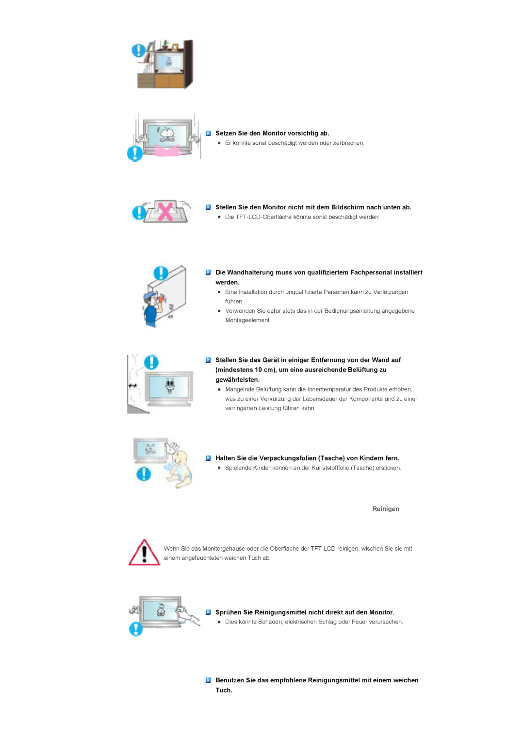 Samsung LS46BHYNSF/EDC, LS46BHTNBF/EDC, LS46BHYNBF/EDC, LS46BHPNS/EDC, LS40BHTNB/EDC, LS40BHYNSF/EDC, LS40BHPNS/EDC Reinigen 