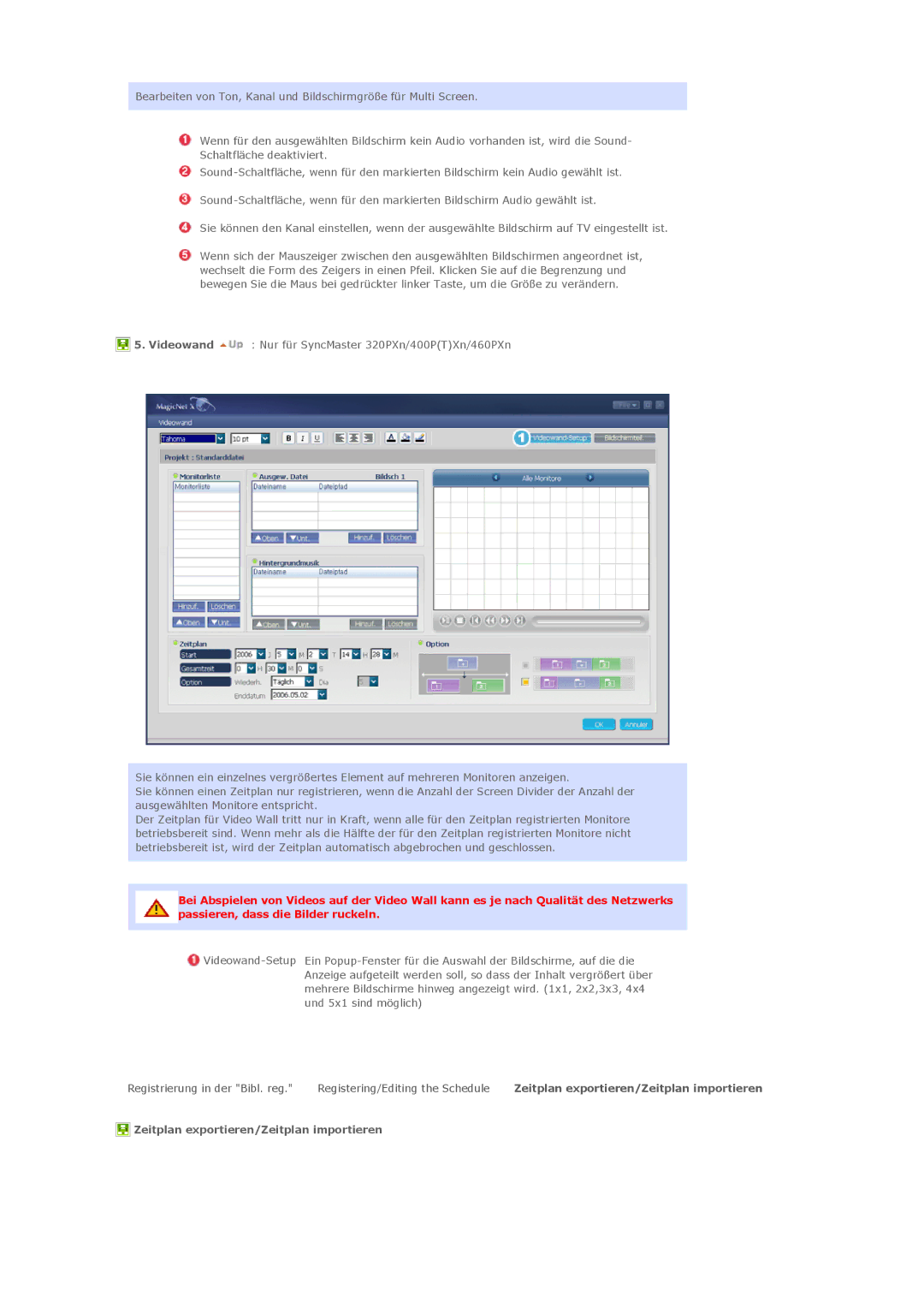 Samsung LS40BHZNS/EDC, LS46BHTNBF/EDC, LS46BHYNBF/EDC, LS46BHPNS/EDC, LS40BHTNB/EDC Zeitplan exportieren/Zeitplan importieren 