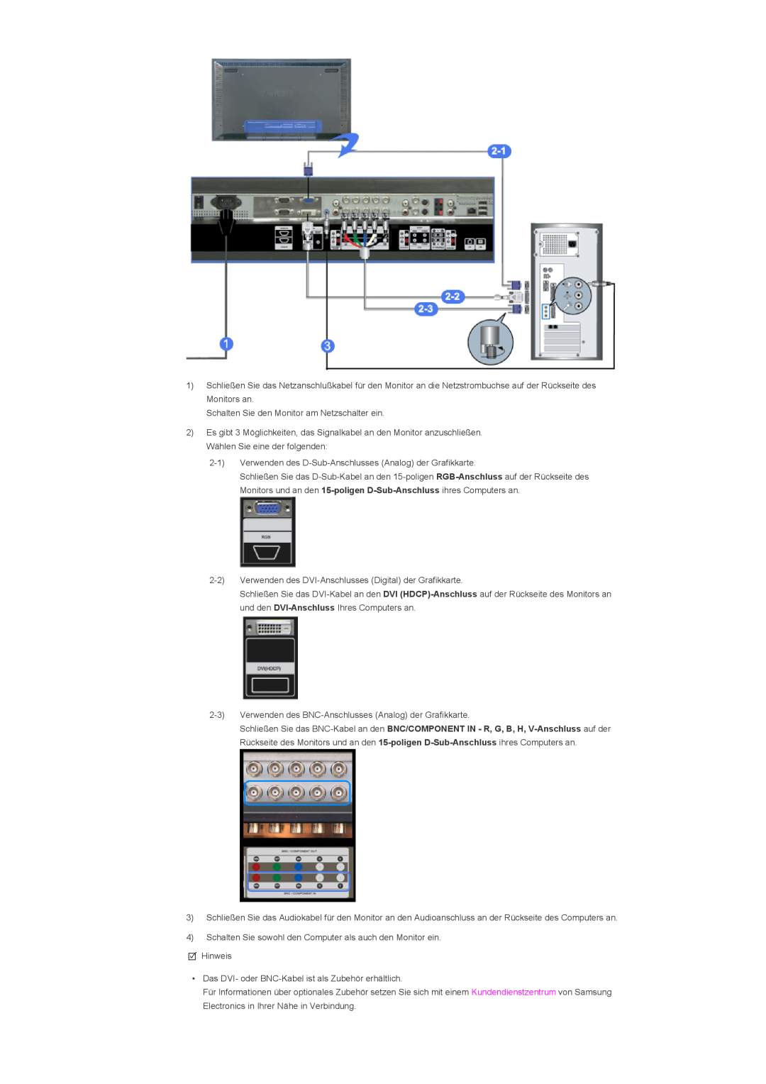 Samsung LS40BHTNB/EDC, LS46BHTNBF/EDC, LS46BHYNBF/EDC, LS46BHPNS/EDC manual Schalten Sie den Monitor am Netzschalter ein 
