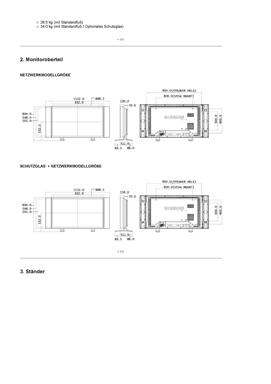 Samsung LS40BPPNS/EDC, LS46BPPNB/EDC, LS40BPPNB/EDC, LS46BPPNS/EDC manual Monitoroberteil 