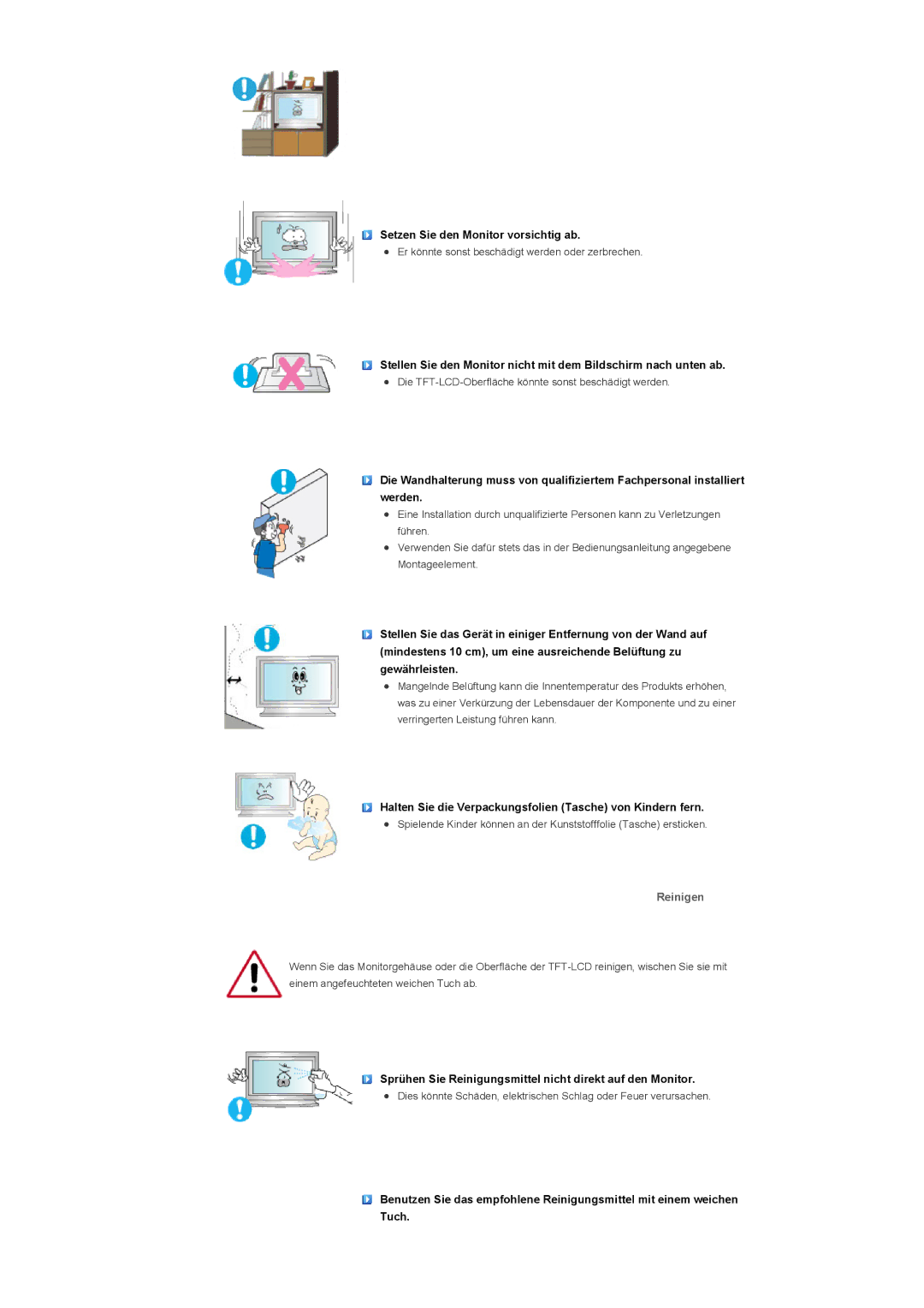 Samsung LS40BPPNB/EDC, LS46BPPNB/EDC, LS46BPPNS/EDC, LS40BPPNS/EDC manual Reinigen 