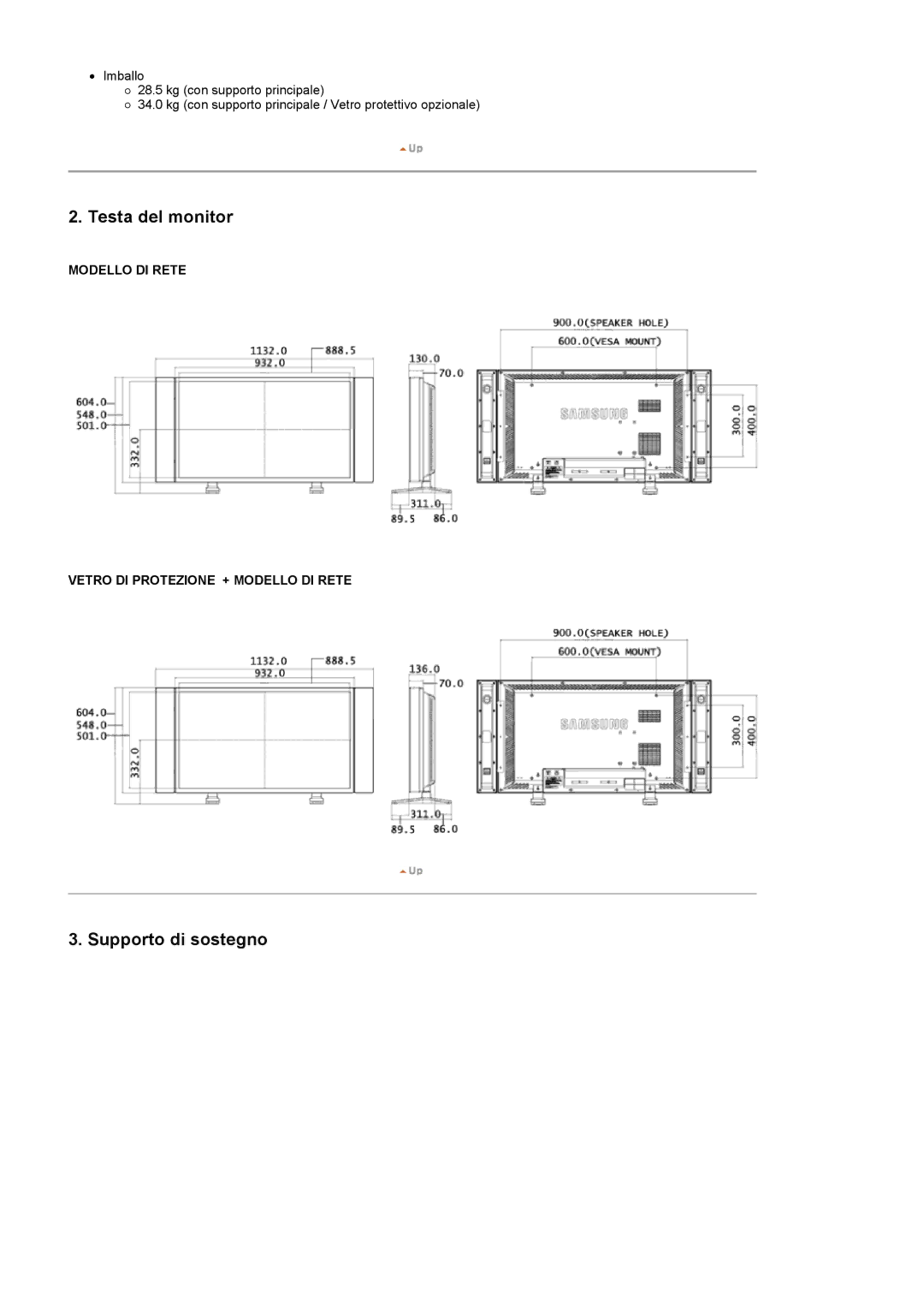 Samsung LS46BPPNB/EDC, LS40BPPNB/EDC, LS46BPPNS/EDC, LS40BPPNS/EDC manual Testa del monitor 