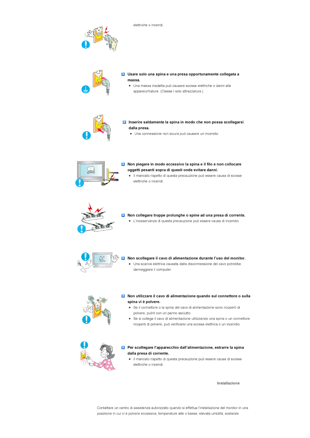 Samsung LS40BPPNS/EDC, LS46BPPNB/EDC, LS40BPPNB/EDC, LS46BPPNS/EDC manual Installazione 