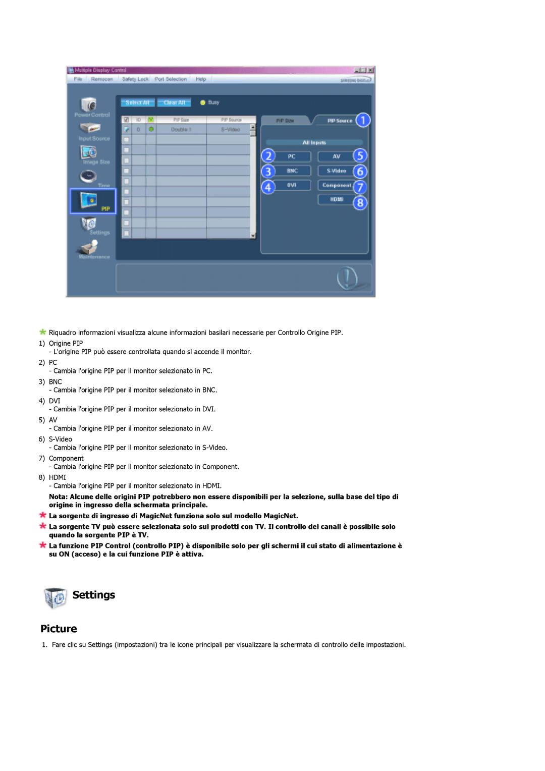 Samsung LS40BPPNB/EDC, LS46BPPNB/EDC, LS46BPPNS/EDC, LS40BPPNS/EDC manual Settings Picture 