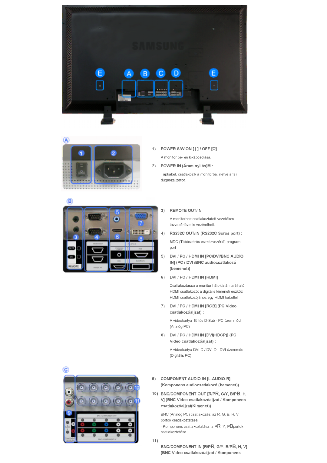 Samsung LS40BPPNB/EDC, LS46BPPNB/EDC, LS46BPPNS/EDC, LS40BPPNS/EDC manual Remote OUT/IN, DVI / PC / Hdmi in Hdmi 