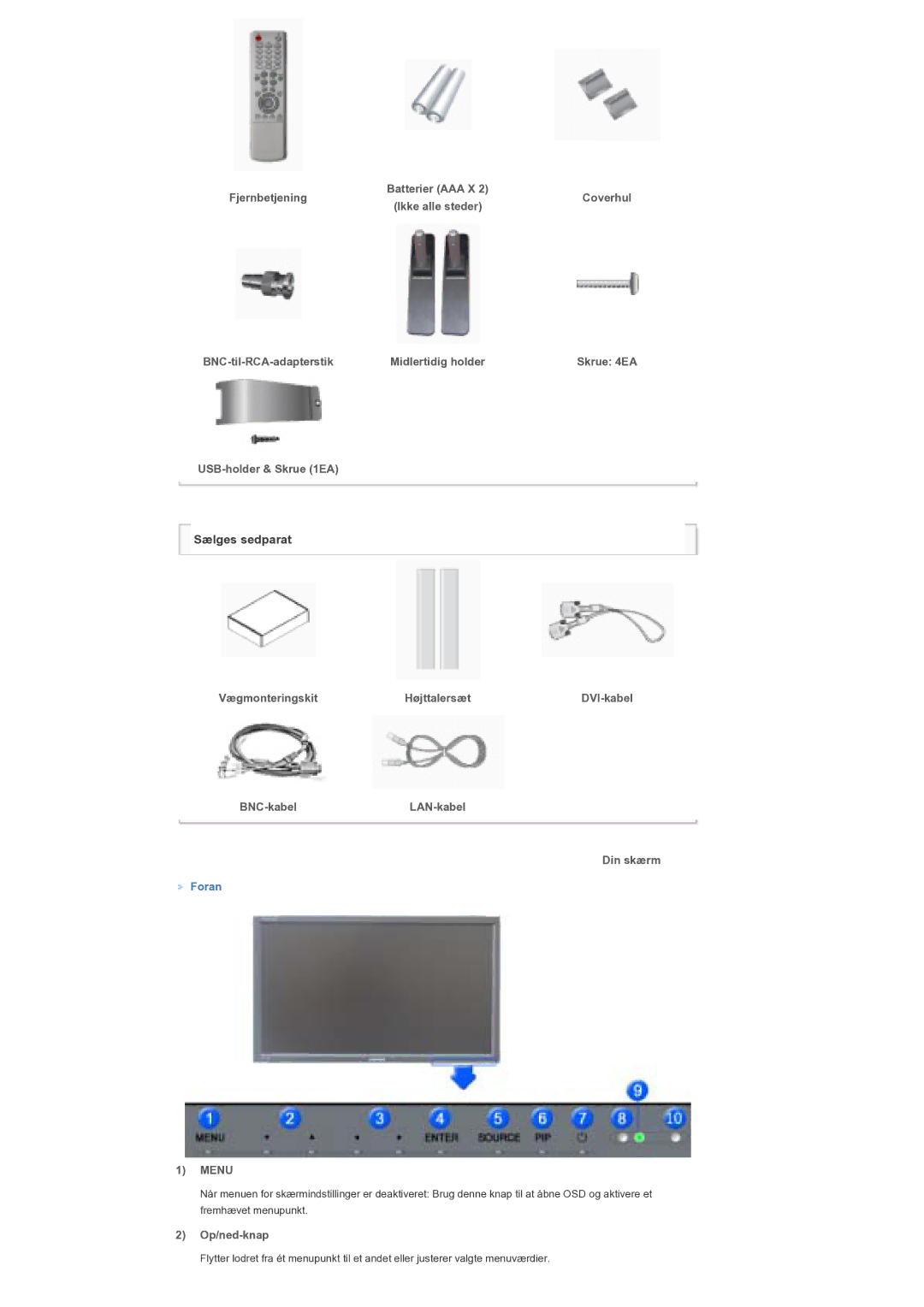 Samsung LS46BPTNS/EDC, LS40BPTNB/EDC, LS46BPTNB/EDC manual Menu 